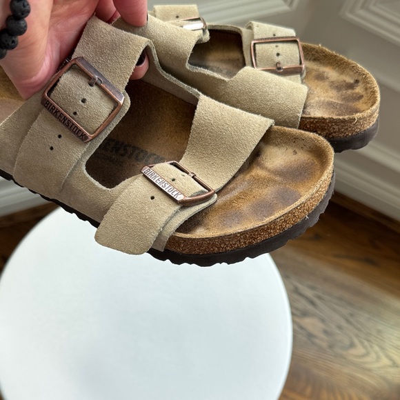 Birkenstock Beige Suede Double Strap Sandals Womens Size 38 - Picture 9 of 14